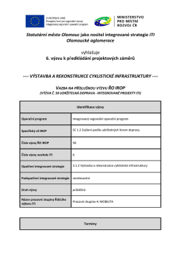 Statutární město Olomouc jako nositel integrované strategie ITI