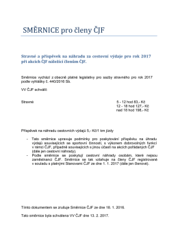Stravn&eacute; a cestovn&eacute; v roce 2017
