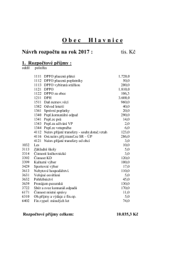 Obec Hlavnice - Návrh rozpočtu 2017