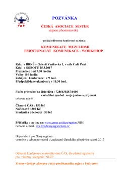 pozv&aacute;nka - Česk&aacute; asociace sester