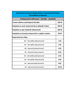 Poskytování informací - úhrady - sazebník