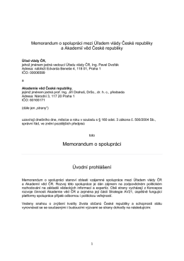 Memorandum o spolupráci mezi Úřadem vlády ČR a Akademií věd ČR