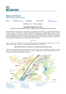 stanoven&iacute; přechodn&eacute; &uacute;pravy provozu na pozemn&iacute;ch komunikac&iacute;ch