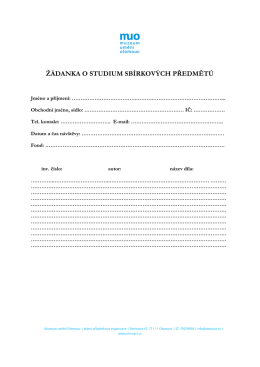 žádanka o studium sbírkových předmětů