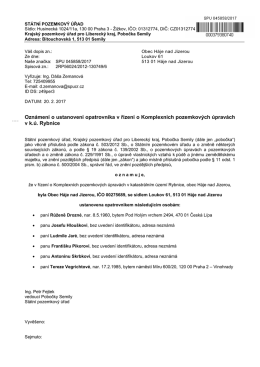 Oznámení o ustanovení opatrovníka v řízení o Komplexních