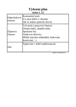 Týdenní plán týden č. 22