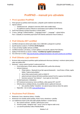 ProfiPAD – manuál pro uživatele