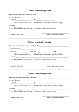 Žádost o uvolnění z vyučování