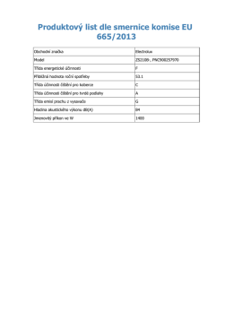 Produktový list dle smernice komise EU 665/2013