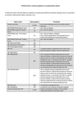 Přehled fondů s možným poplatkem za prodej (zpětný odkup) U