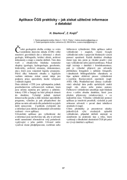 Aplikace ČGS prakticky – jak získat užitečné informace z databází