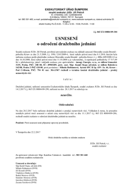 Usnesen&iacute; o odročen&iacute; dražby - Milada Hofmanov&aacute;