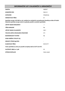 INFORMAČN&Iacute; LIST CHLADNIČKY A MRAZNIČKY