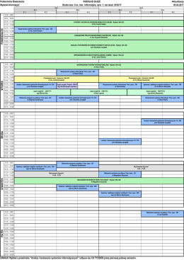 RozkĹ‡ad: stac. II st., kier. informatyka sem. 1