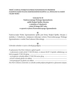 Uchwała Nr 10 Nadzwyczajnego Walnego