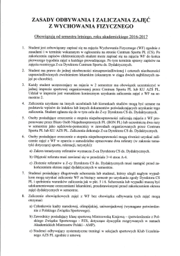 zasady odbywania i zaliczai\ia zaęc z wychowania fizyczn§go