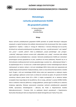 Metodologia rachunku produktywności KLEMS dla gospodarki polskiej