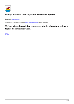 Wykaz nieruchomości przeznaczonych do oddania w najem w trybie