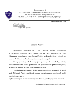 Społeczność Gimnazjum Nr 1 im. Kardynała Stefana Wyszyńskiego