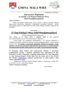 Zaproszenie - gimnazjum w Małej Wsi