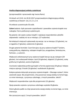 Analiza diagnozującej ankiety czytelniczej (przeprowadziła i