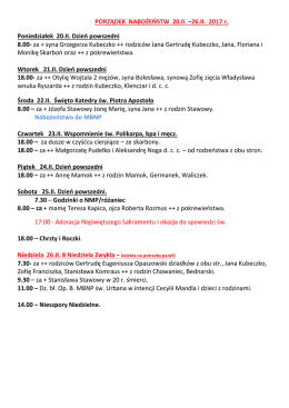 PORZĄDEK NABOŻEŃSTW 20.II. –26.II. 2017 r. Poniedziałek 20.II