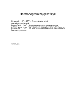 Harmonogram zajęć z fizyki