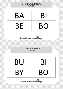 sylabowe bingo sylabowe bingo