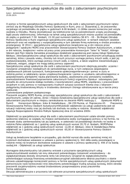Specjalistyczne usługi opiekuńcze dla os&oacute;b z zaburzeniami