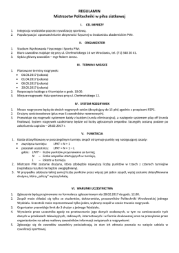 REGULAMIN Mistrzostw Politechniki w piłce siatkowej