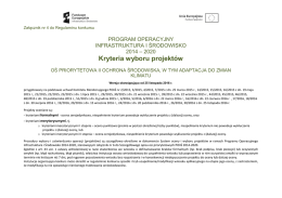 Załącznik nr 4 Kryteria wyboru projektów