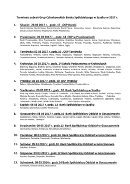 Terminarz zebrań Grup Członkowskich Banku Sp&oacute;łdzielczego w