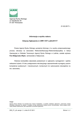 Informacja o wyniku naboru