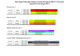 Plan Zajęć w Policealej Szkole i LO dla Dorosłych Zjazd II 25