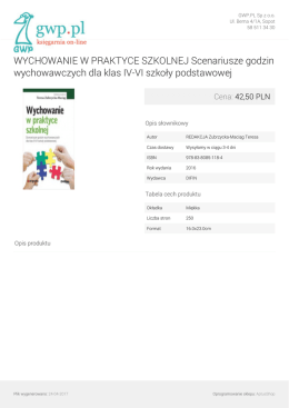 WYCHOWANIE W PRAKTYCE SZKOLNEJ Scenariusze godzin