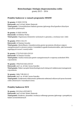 Biotechnologia i biologia eksperymentalna roślin granty 2013