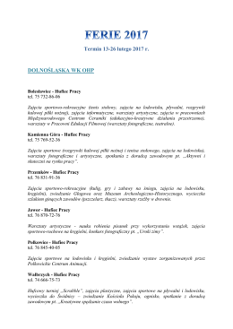 Termin 13-26 lutego 2017 r. DOLNOŚLĄSKA WK OHP