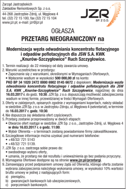 OGŁASZA PRZETARG NIEOGRANICZONY na