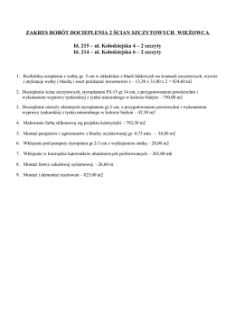 Zakres rob&oacute;t-ocieplenie szczyt&oacute;w