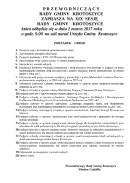 XIX Sesja Rady Gminy Krotoszyce (format PDF)