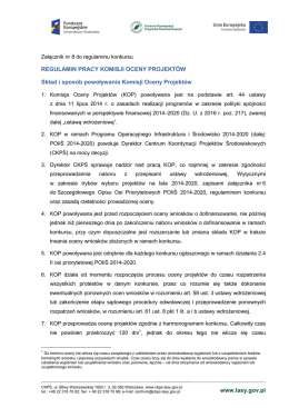 Załącznik nr 8 Regulamin pracy Komisji oceny projekt&oacute;w