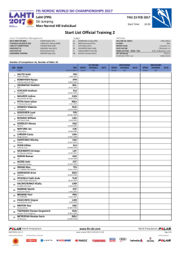 Start List Official Training 2