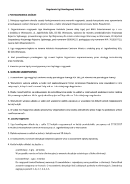 1. Regulamin Ligi Bowlingowej Hulakula