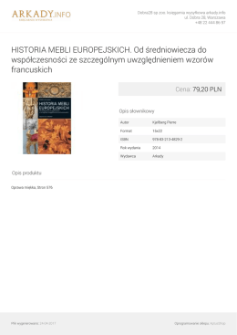 HISTORIA MEBLI EUROPEJSKICH. Od średniowiecza do