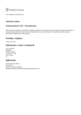 Pobierz PDF - Szkolenia Wolters Kluwer