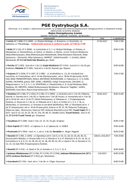 Informacja o przerwie w zasilaniu w energię