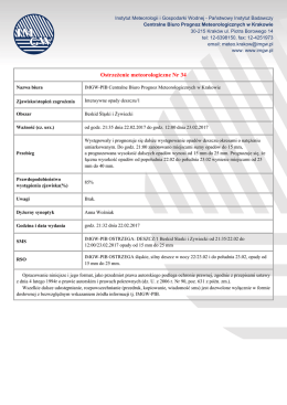 Ostrzeżenie meteorologiczne nr 34 Intensywne opady deszczu