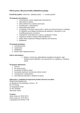 ofertą pracy - Zesp&oacute;ł Szk&oacute;ł Handlowych im. Bohater&oacute;w