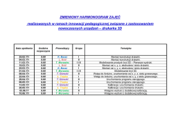 HARMONOGRAM ZAJĘĆ realizowanych w ramach innowacji