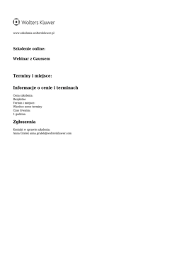 Terminy i miejsce: Informacje o cenie i terminach Zgłoszenia
